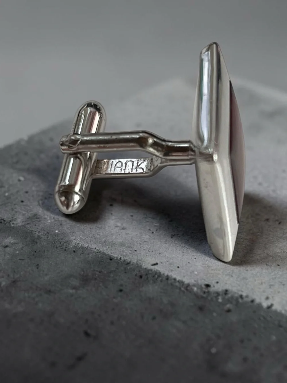 Swank Ruby Red Glass Silver Tone Square Cufflinks